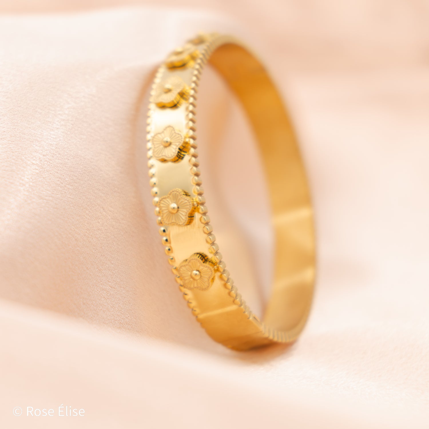 Seraphina  Gold Flower Bangle Bracelet