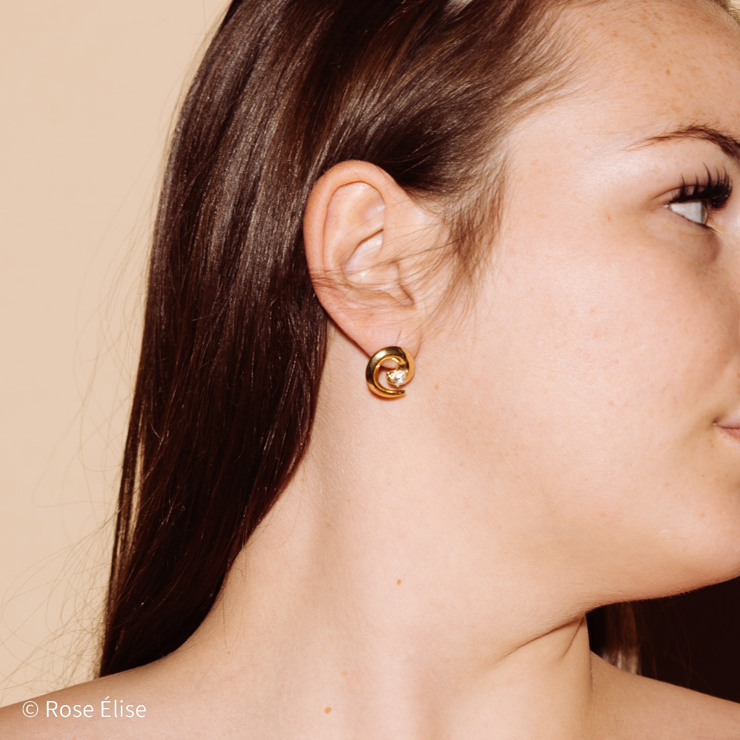 Spirale - 18k Gold Zircon Spiral Earrings