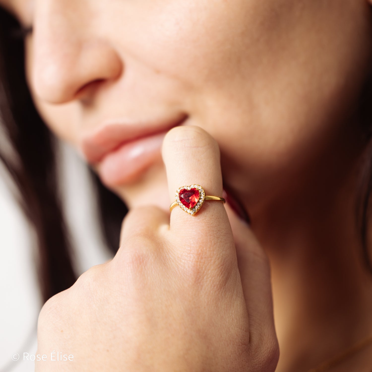 Coeur - 18k Gold Red Heart Zircon Ring