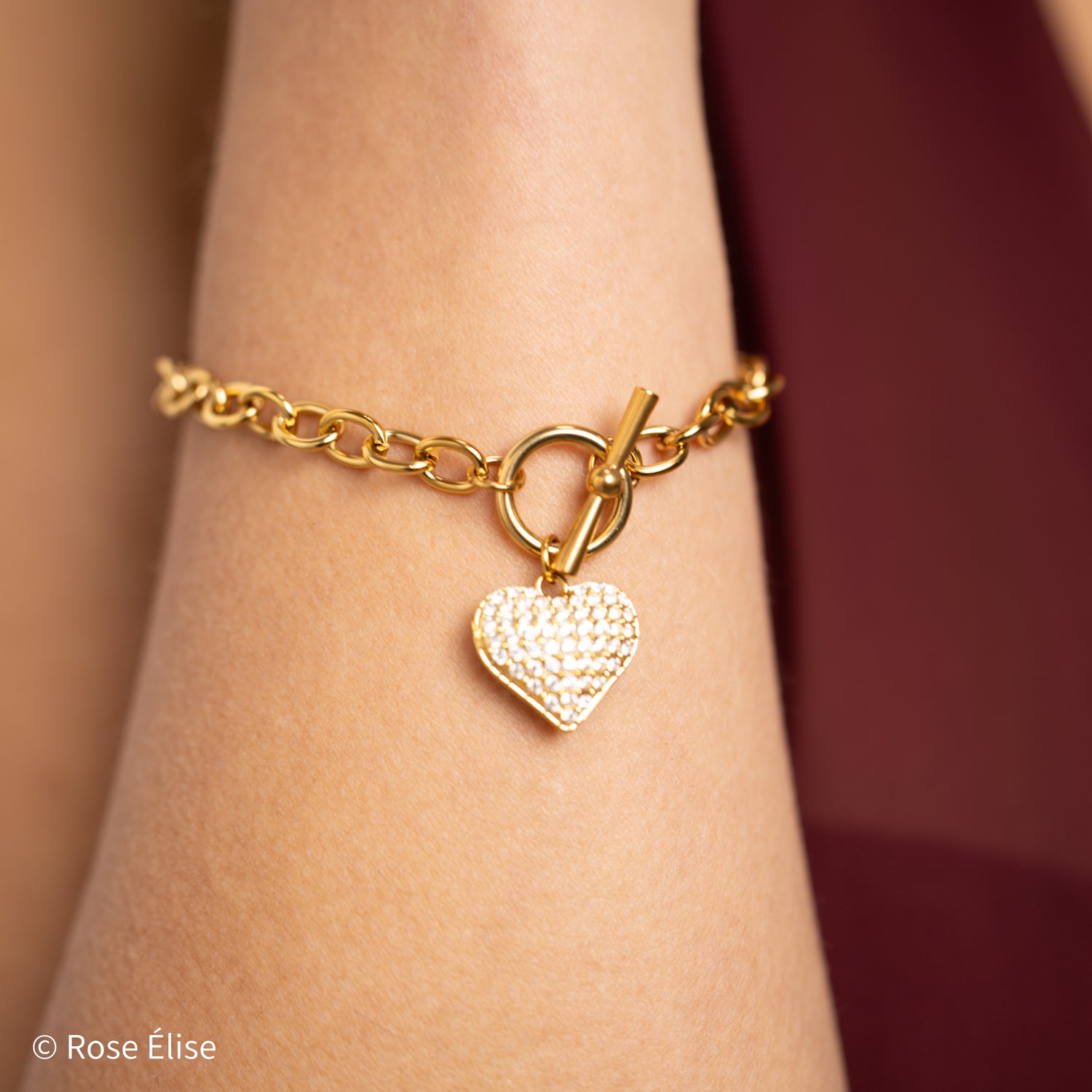 Éclat - 18k Gold Chain Zircon Heart Bracelet
