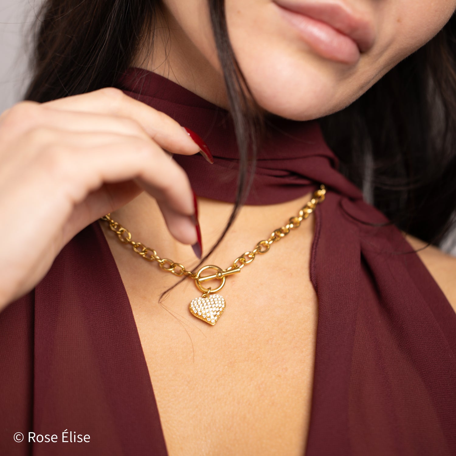 Éclat - 18k Gold Chain Zircon Heart Necklace