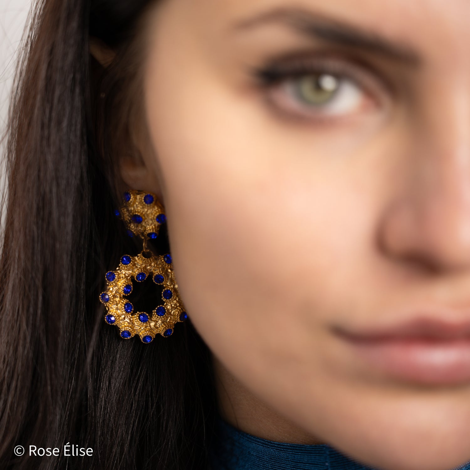 Lumière - 18k Gold Rhinestone Drop Earrings