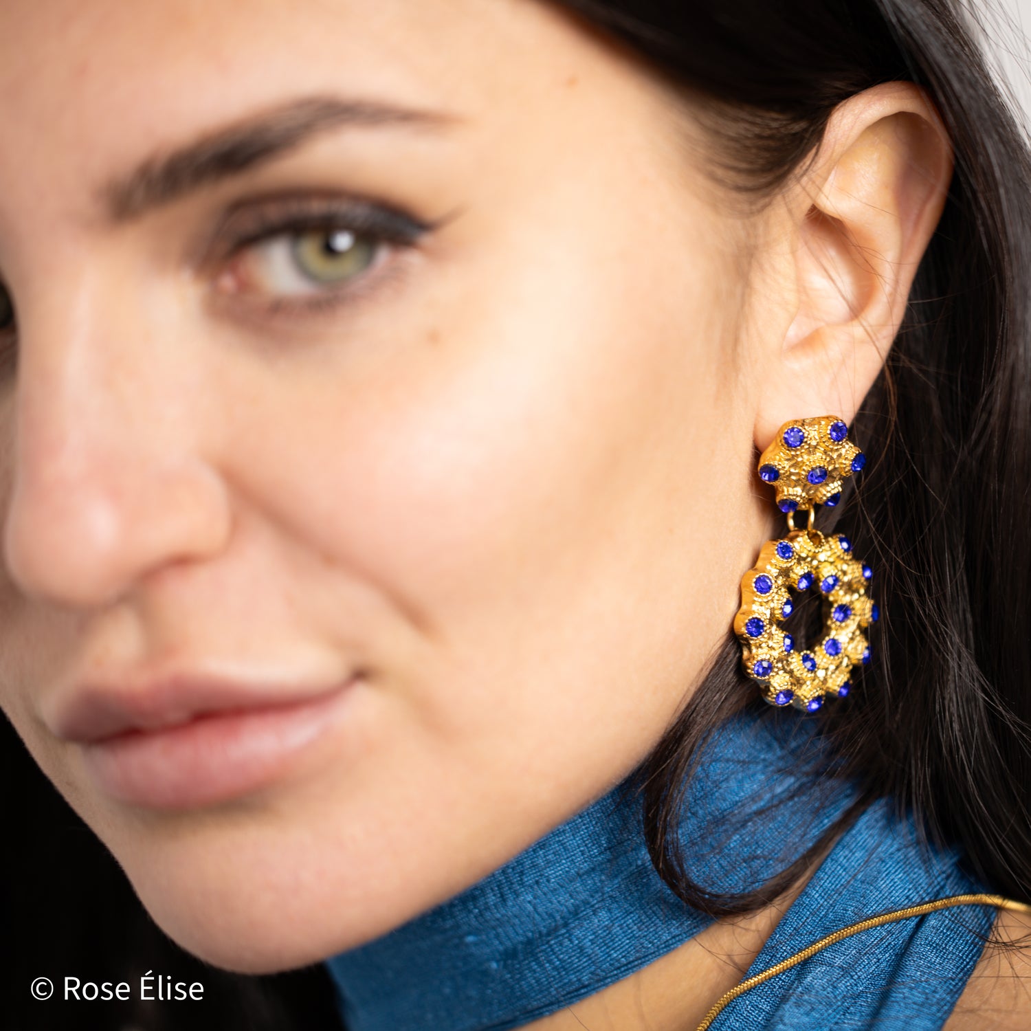 Lumière - 18k Gold Rhinestone Drop Earrings