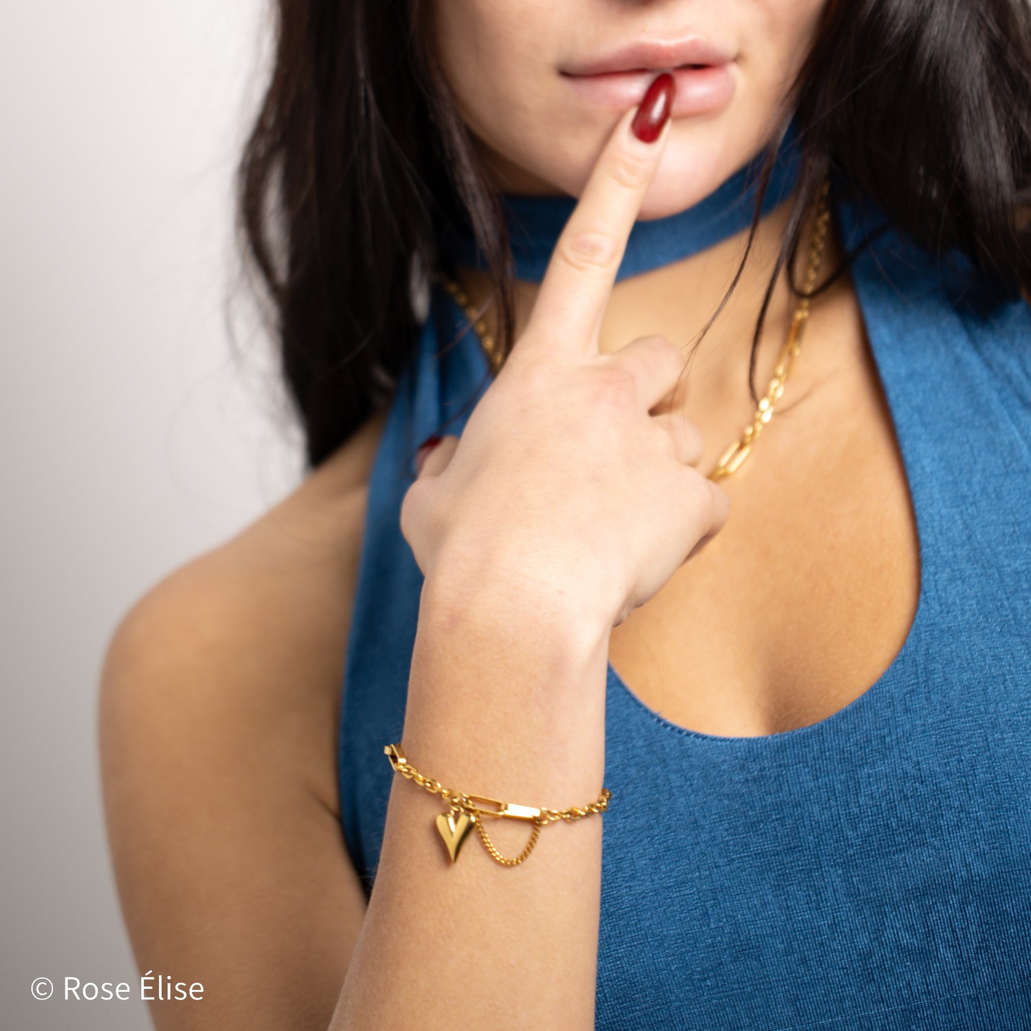 Bellezza - 18k Gold Heart Charm Bracelet