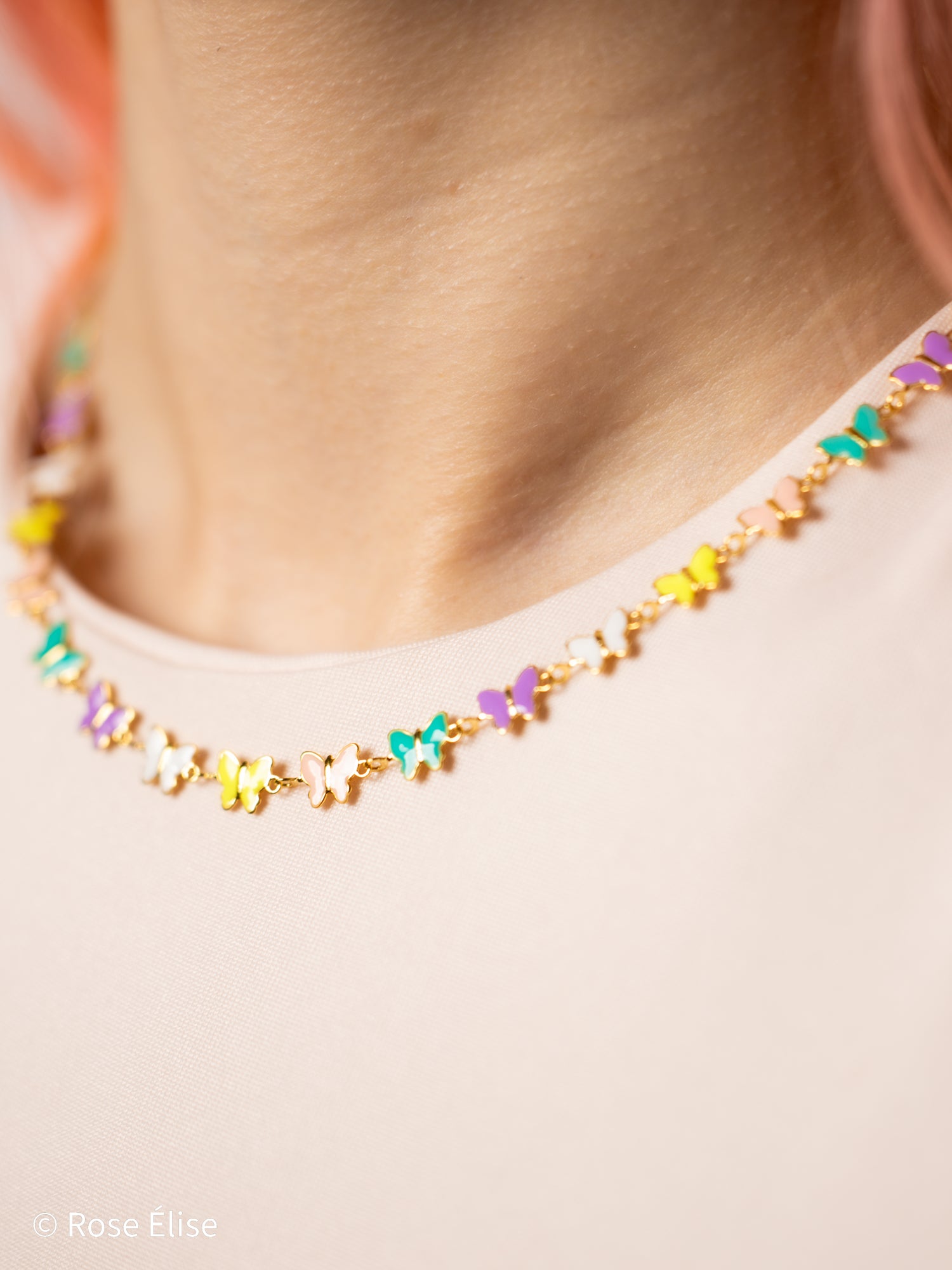 Délice - 18k Gold Pastel Butterfly Necklace