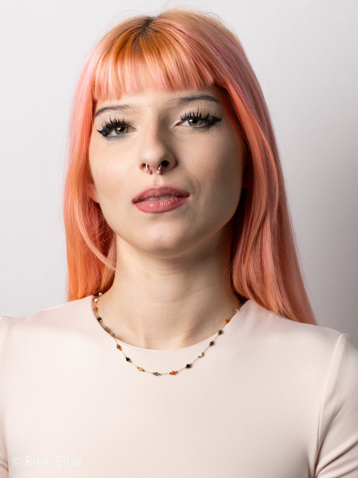 Gemma - 18k Gold Natural Stone Necklace - Rose Élise