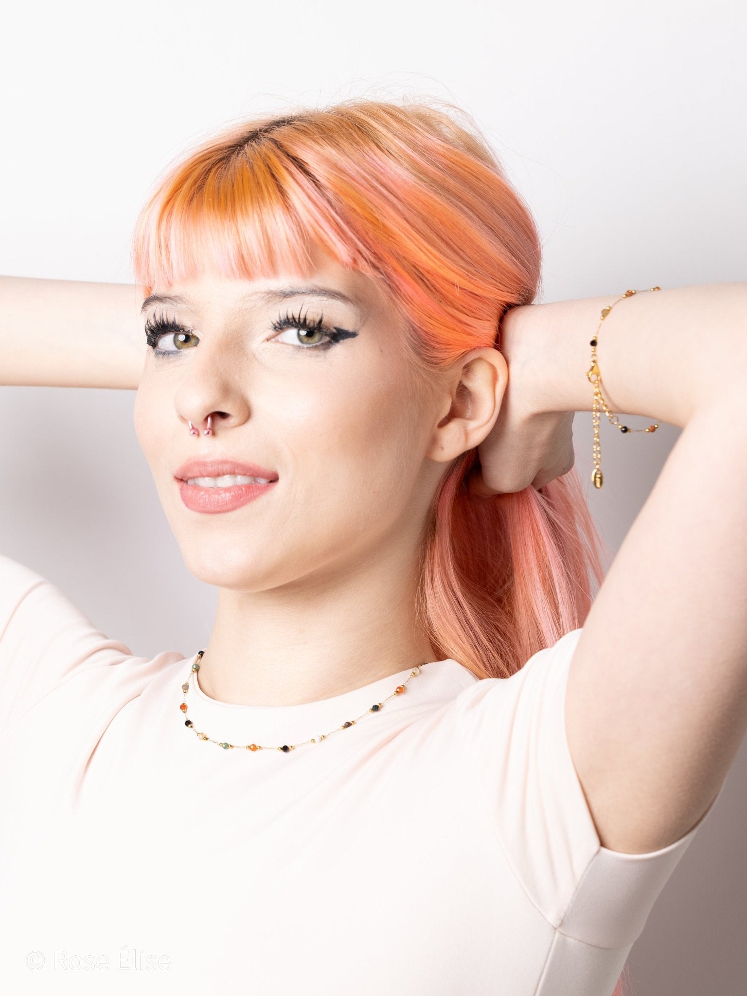 Gemma - 18k Gold Natural Stone Necklace - Rose Élise