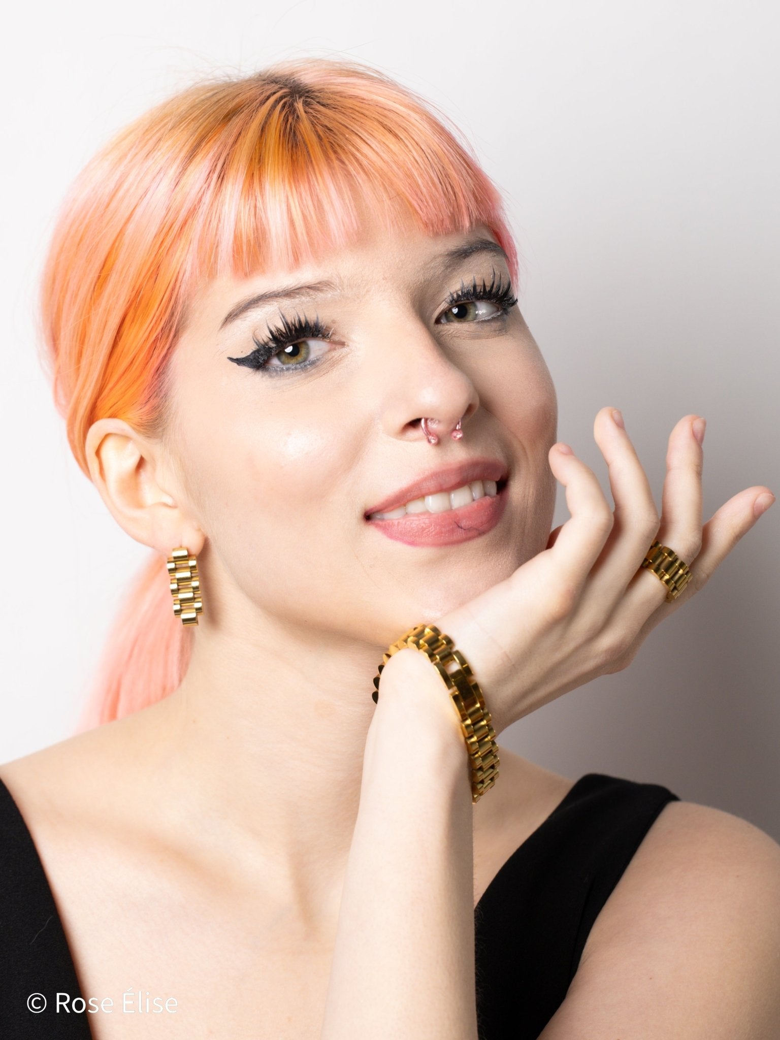 Majesté - 18k Gold Watch-Link Ring - Rose Élise