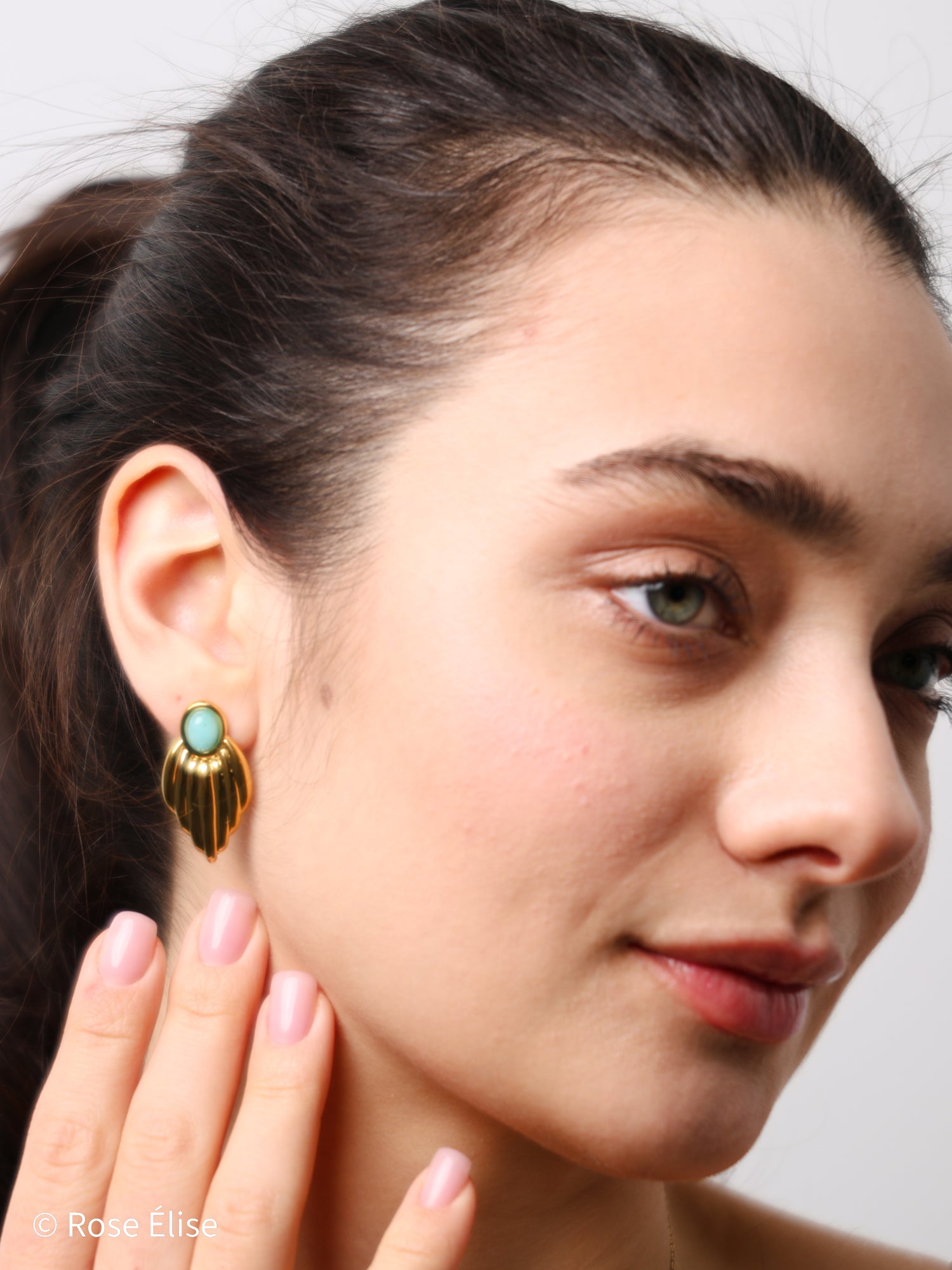 Volée - 18k Gold Wing Turquoise Earrings