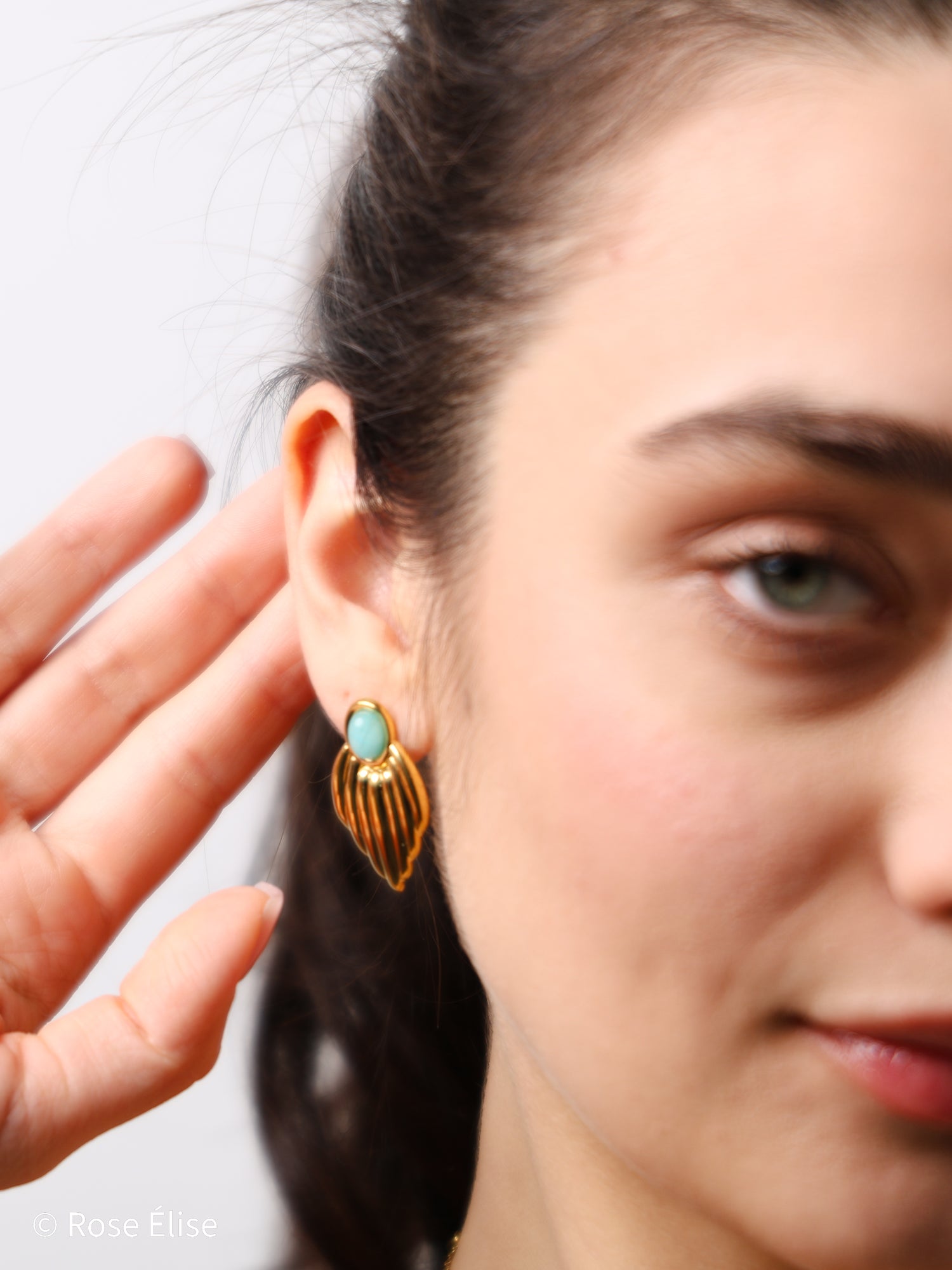 Volée - 18k Gold Wing Turquoise Earrings