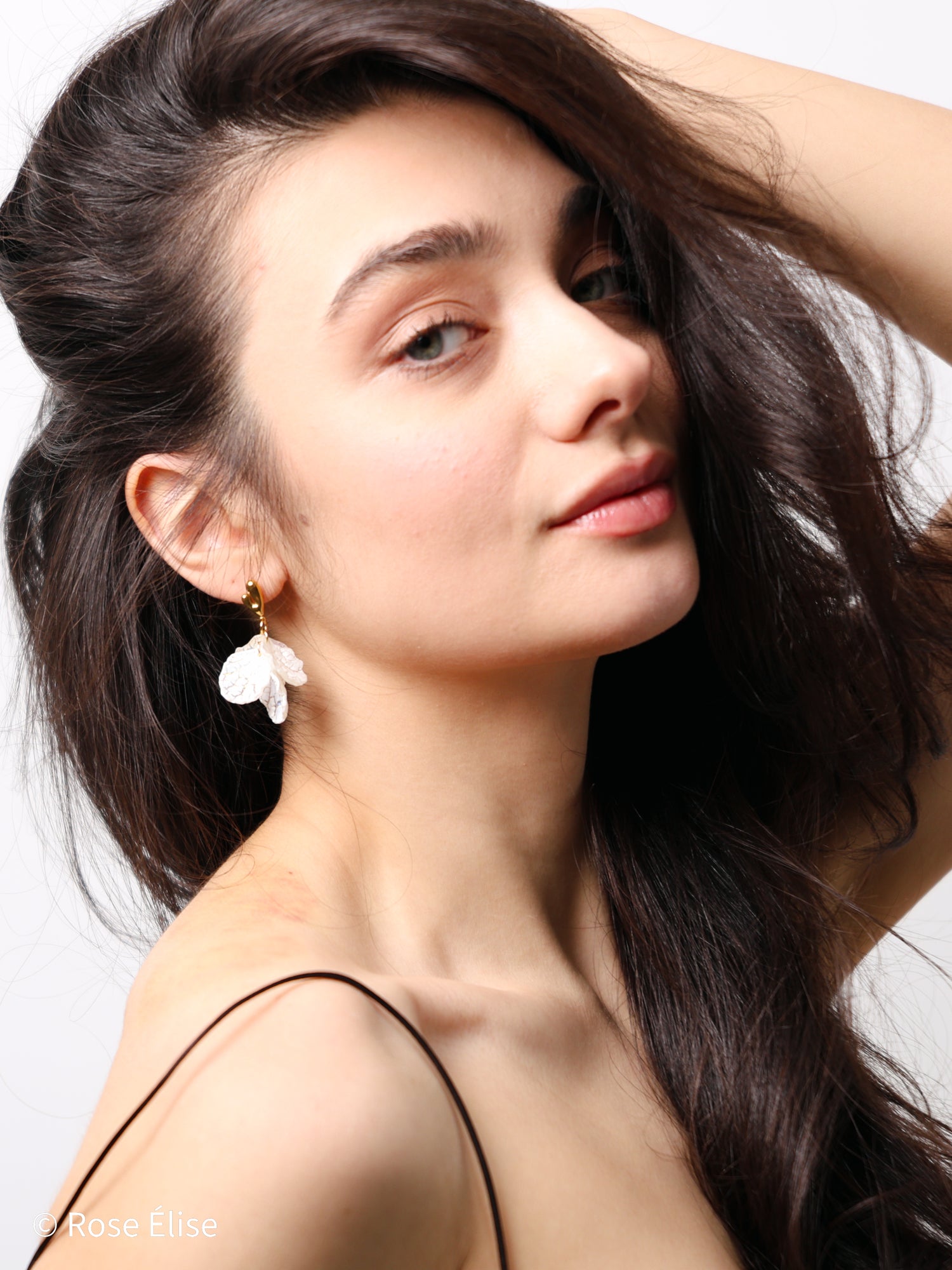 18k Gold Iridescent Flower Drop Earrings