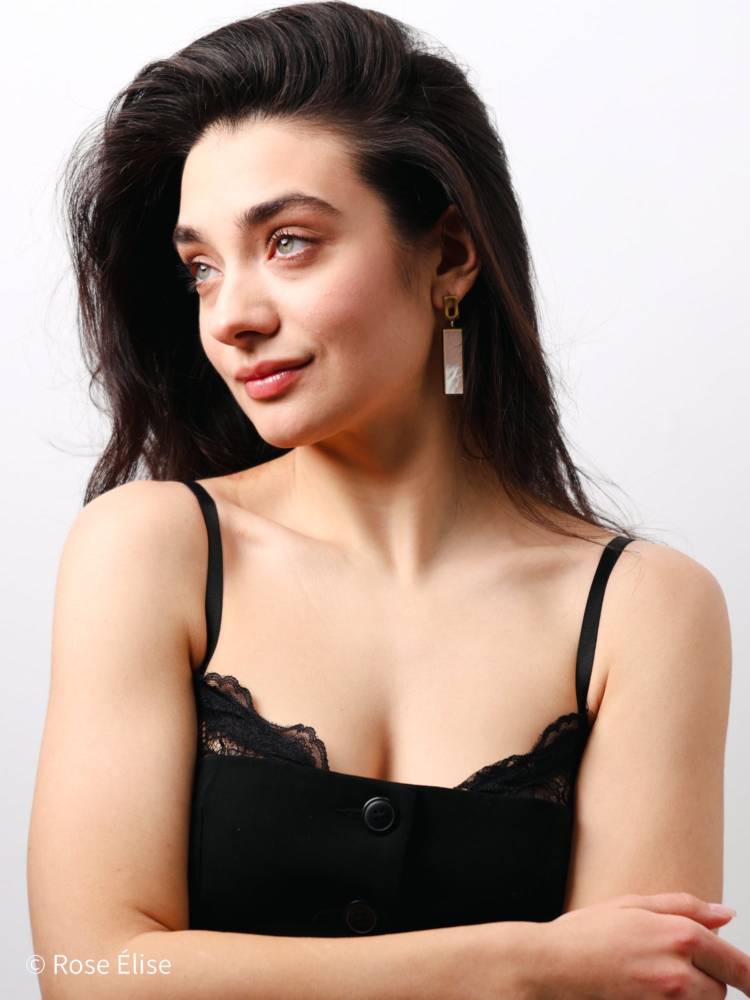 Cadre - 18k Gold Mother of Pearl Geometric Drop Earrings