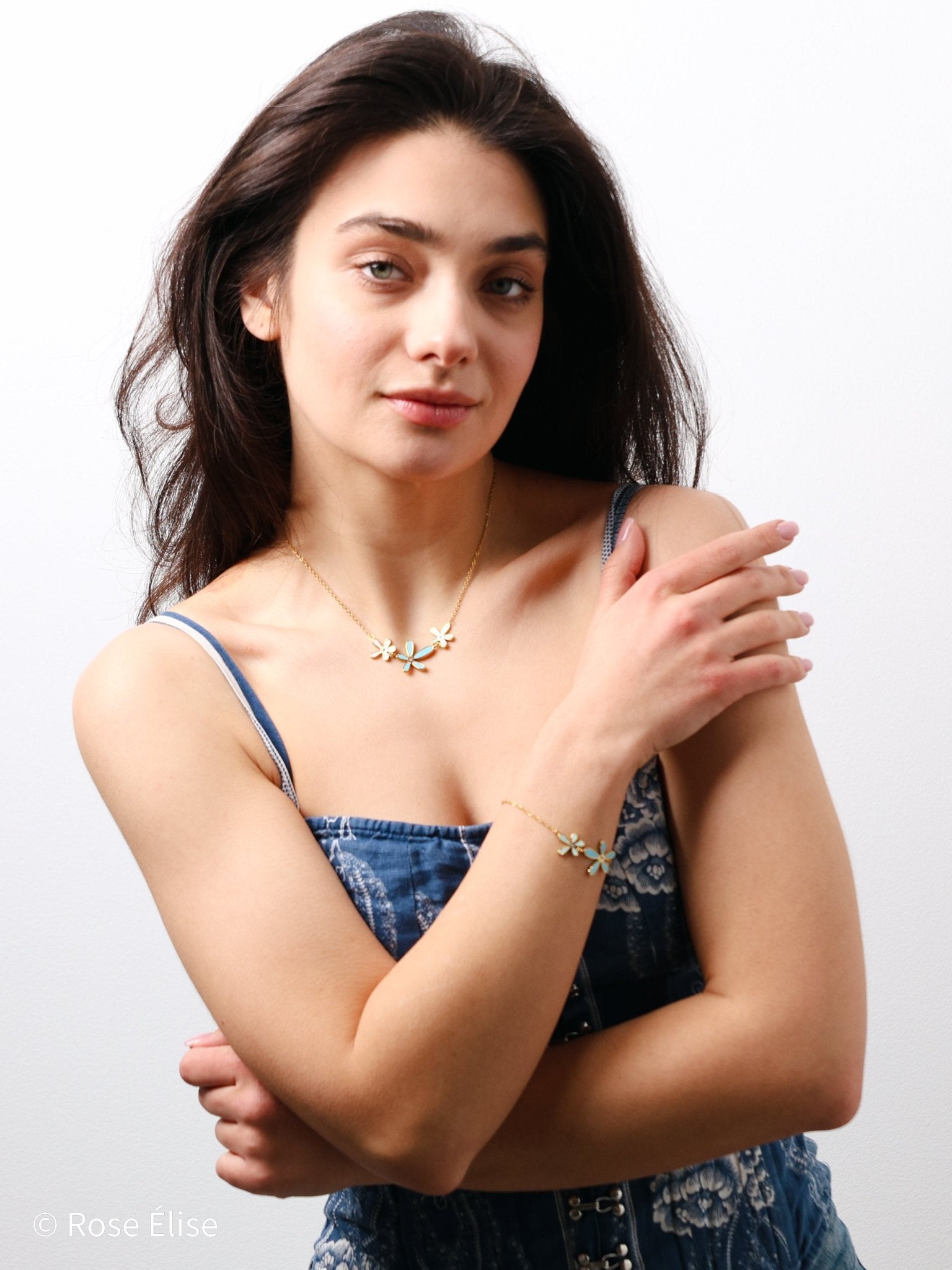 Libellule - 18k Gold Enamel Dragonfly Necklace - Rose Élise