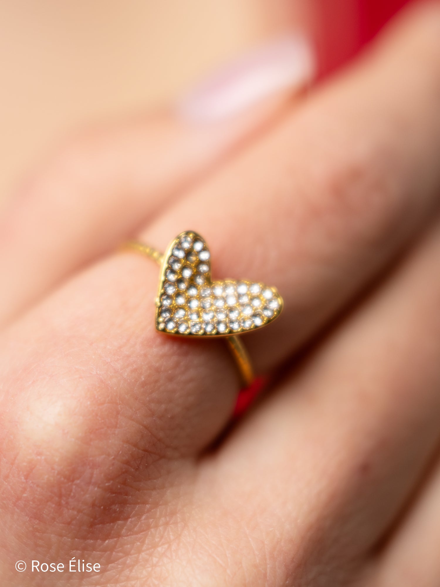 Étincelle - 18k Gold Pavé Crystal Heart Ring