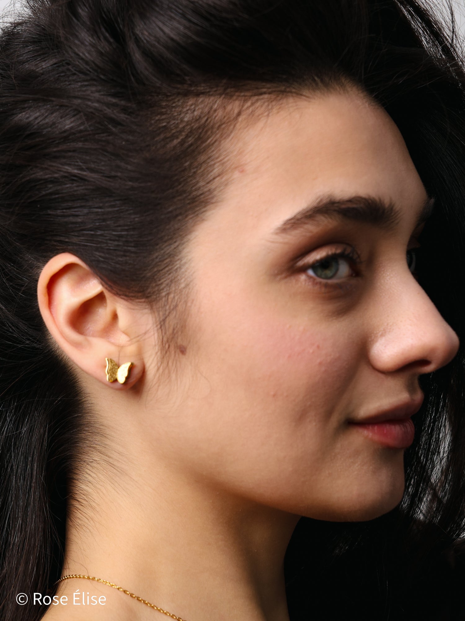 Volette - 18k Gold Textured Butterfly Earrings