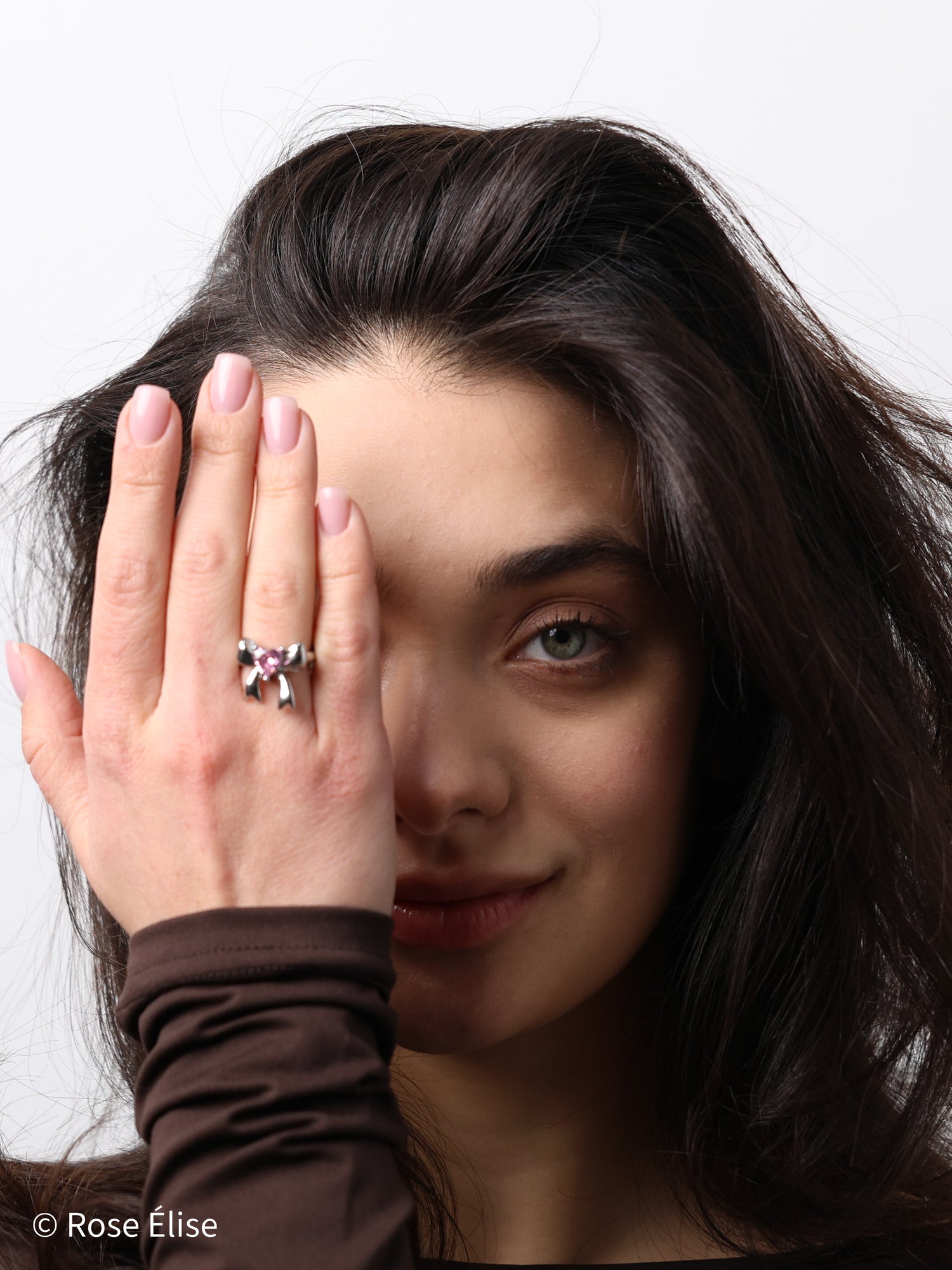 Noël - 18k Gold Bow Pink Crystal Ring