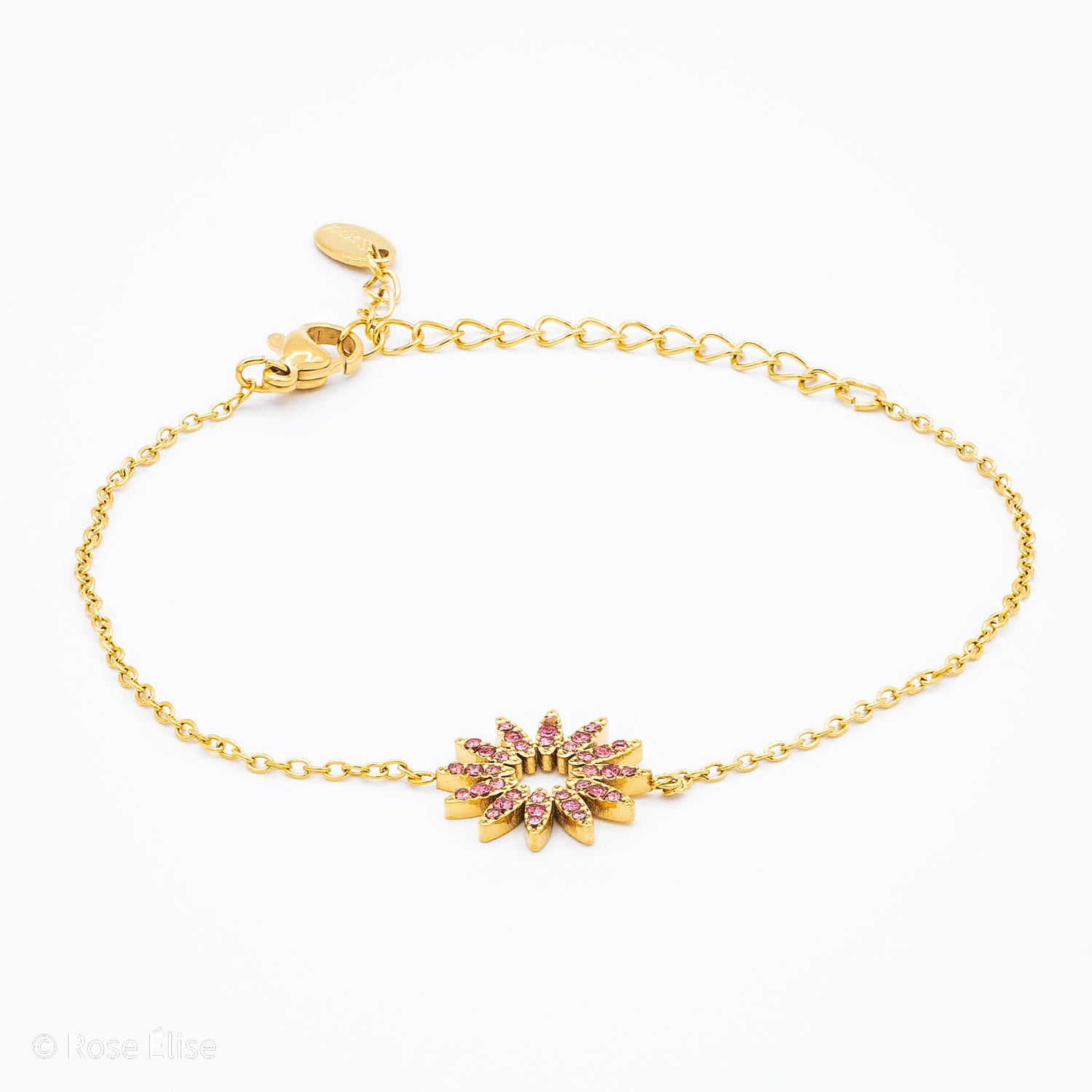 Soleil - 18k Gold Pink Zircon Sunflower Bracelet