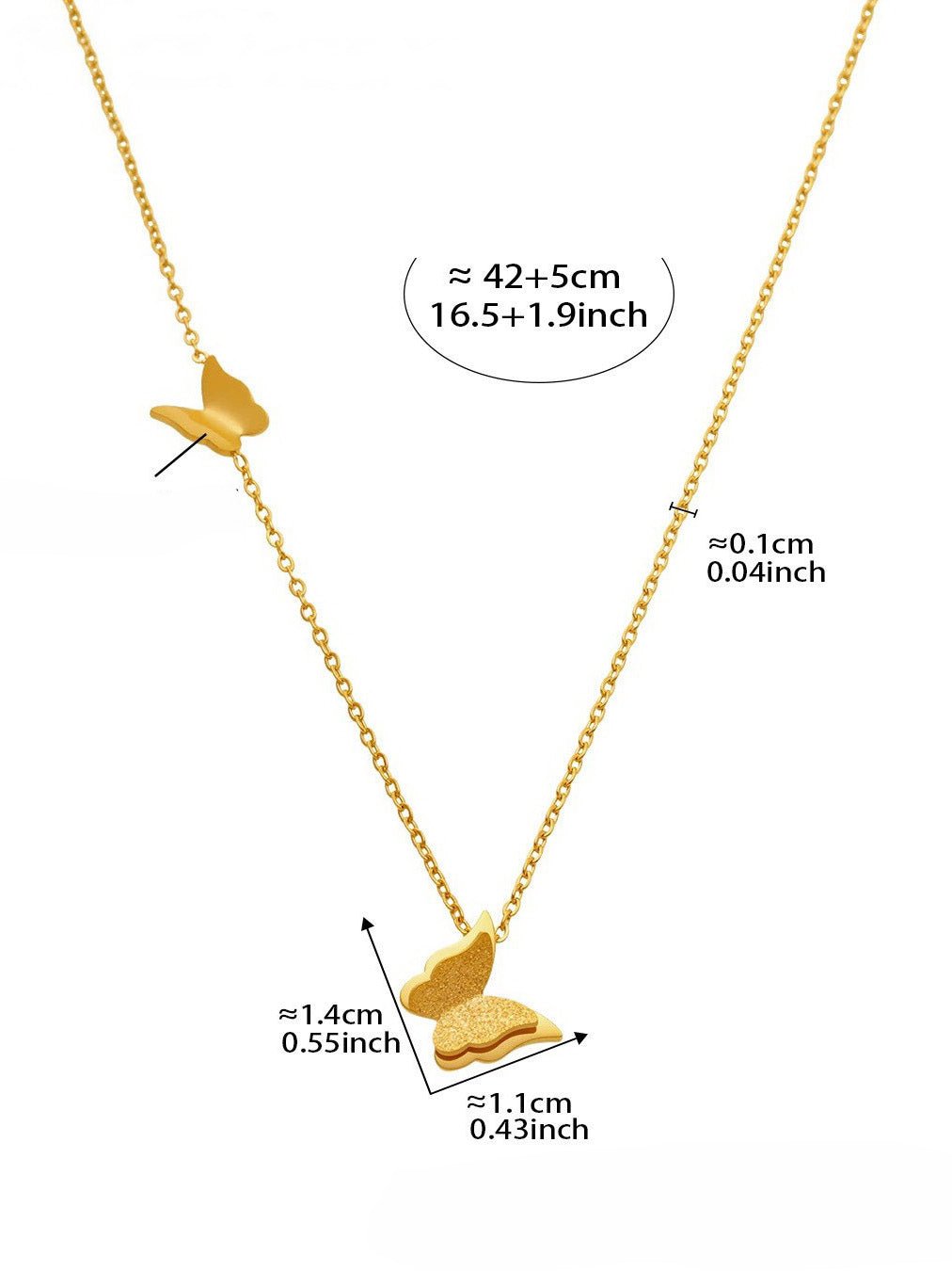 Volette - 18k Gold Textured Butterfly Necklace - Rose Élise