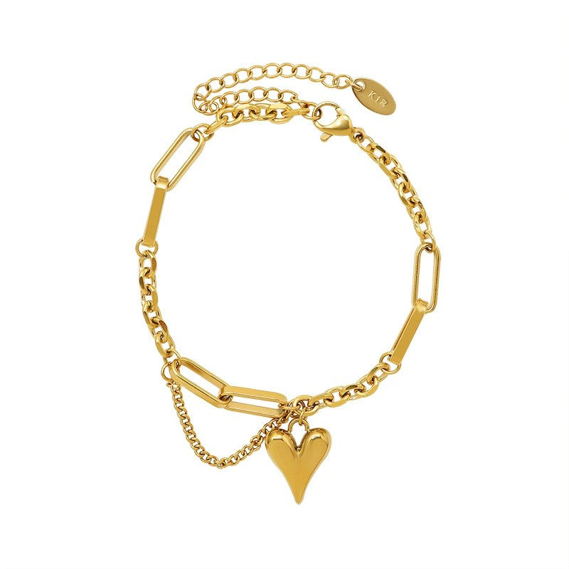 Bellezza - 18k Gold Heart Charm Bracelet