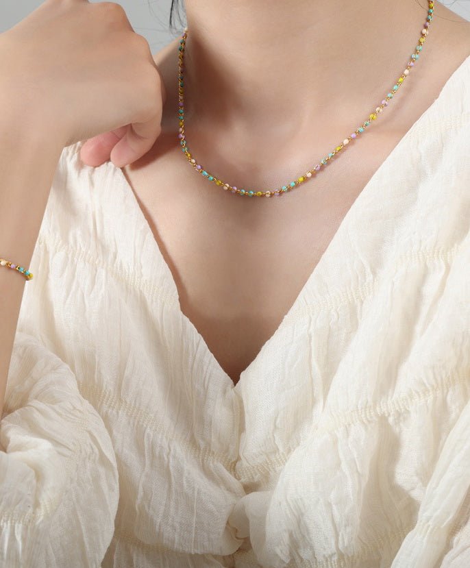 Vivace - 18k Gold Prismatic Enamel Necklace - Rose Élise