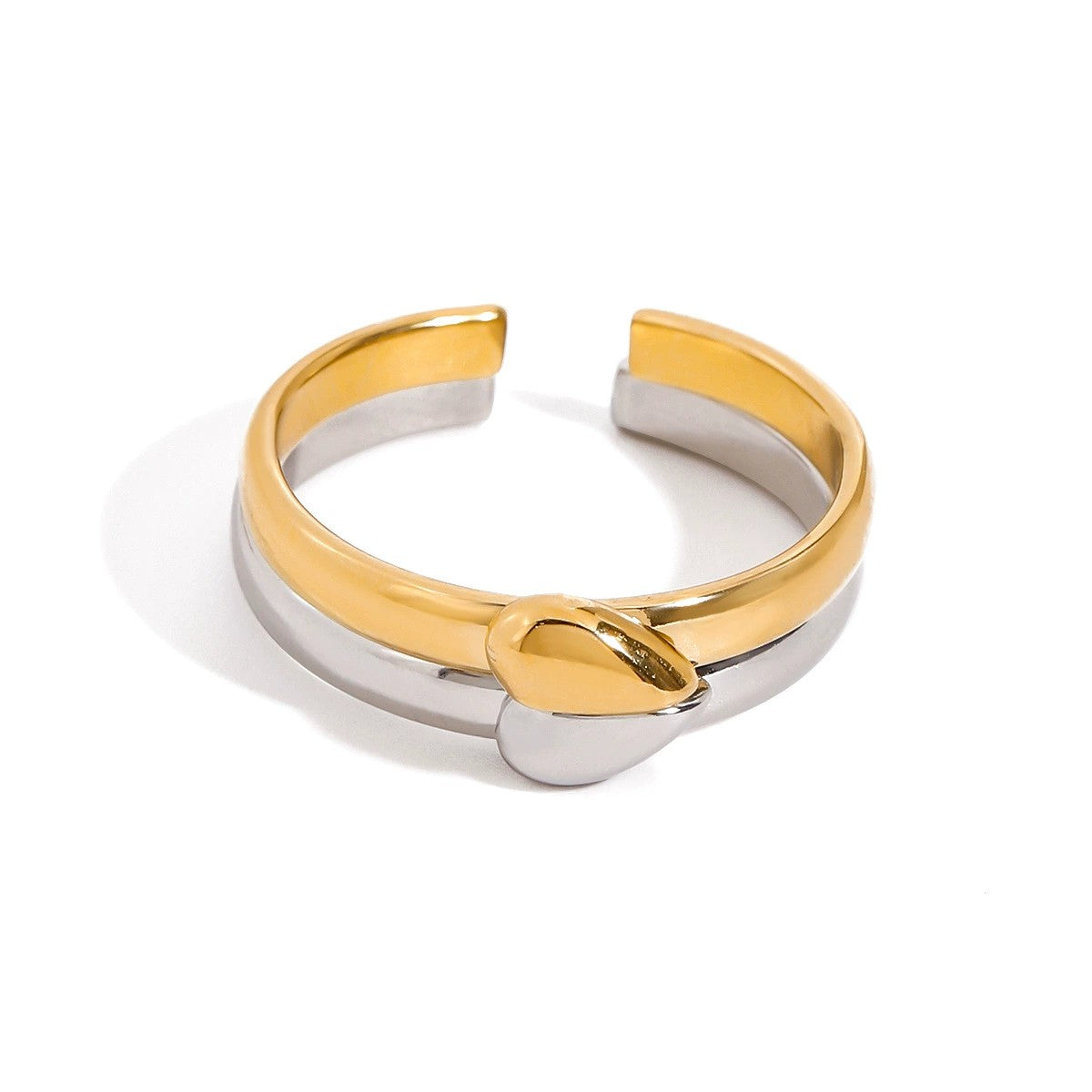 Dualité - 18k Gold & Silver Two-Tone Interlocking Ring