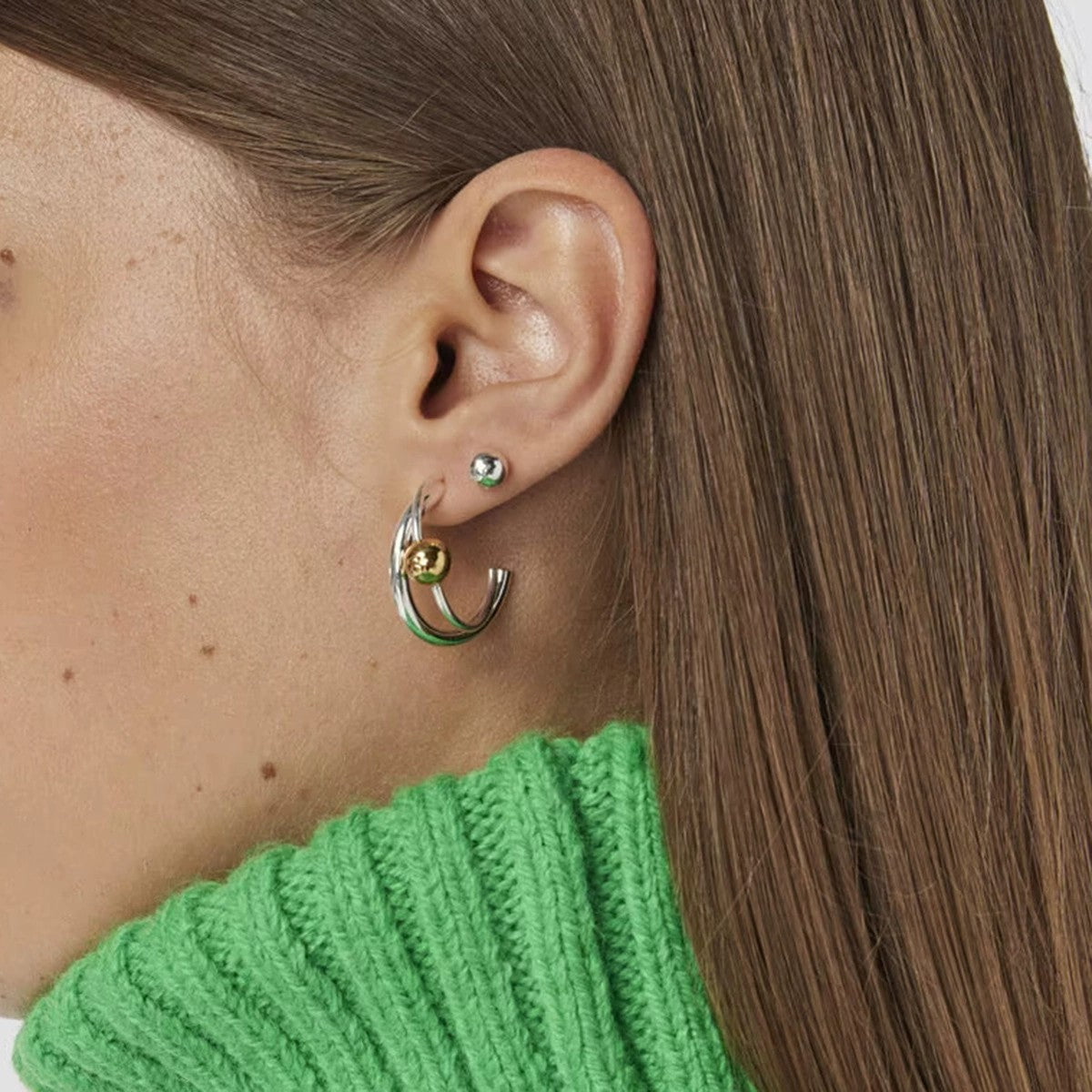 Dualité - 18k Gold & Silver Two-Tone Sculptural Hoop Earrings