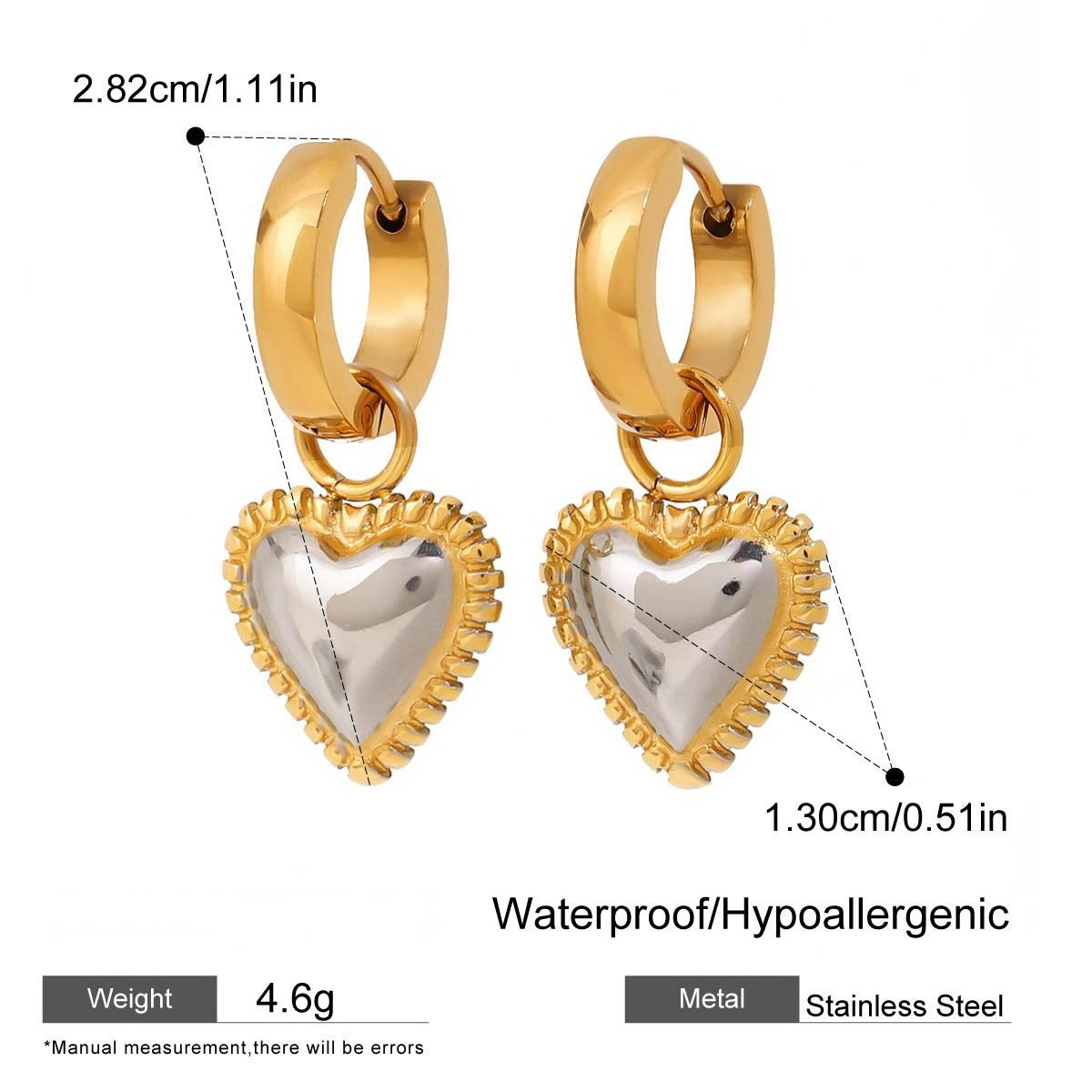 Irisé - 18k Gold Pearlescent Heart Earrings