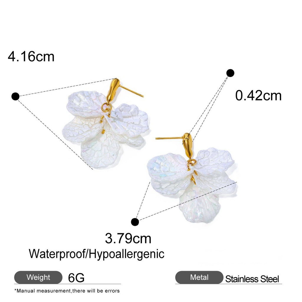 18k Gold Iridescent Flower Drop Earrings