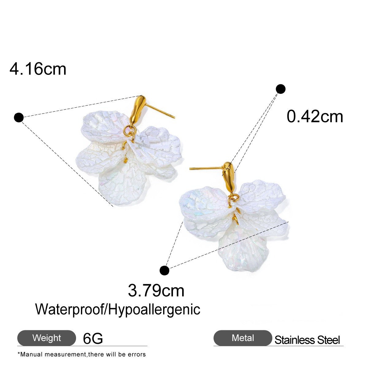 18k Gold Iridescent Flower Drop Earrings