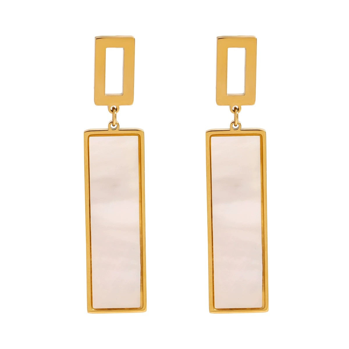 Cadre - 18k Gold Mother of Pearl Geometric Drop Earrings