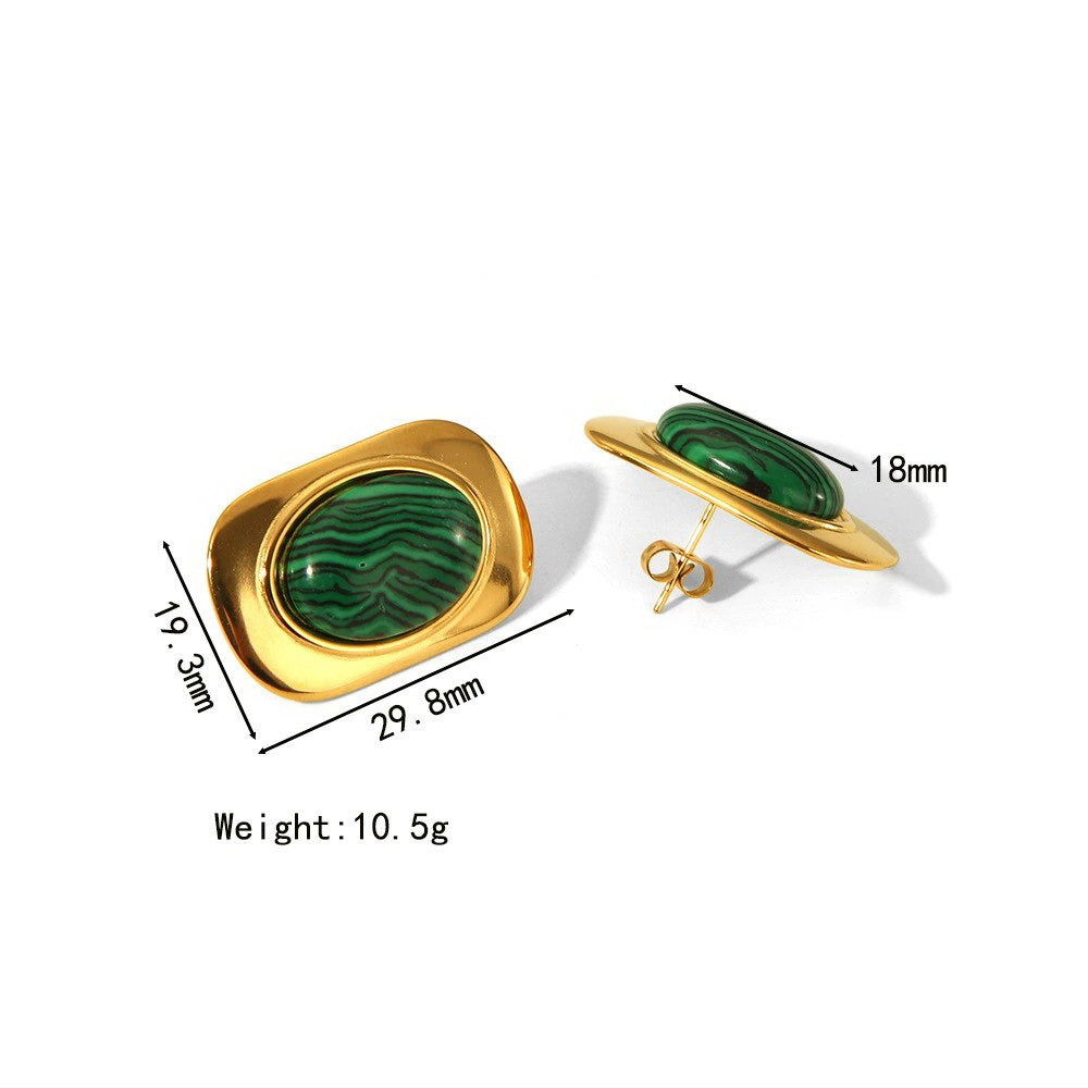 Rivière - 18k Gold Malachite Earrings
