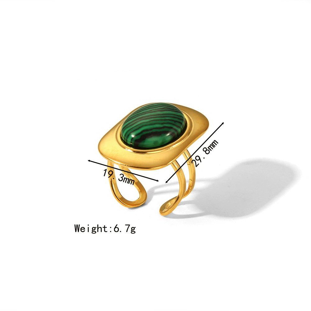 Rivière - 18k Gold Malachite Ring