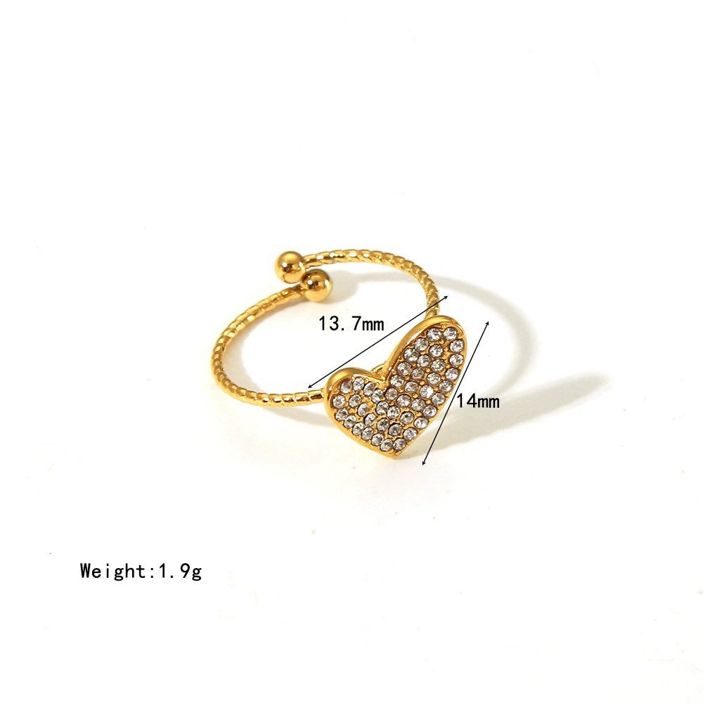 Étincelle - 18k Gold Pavé Crystal Heart Ring