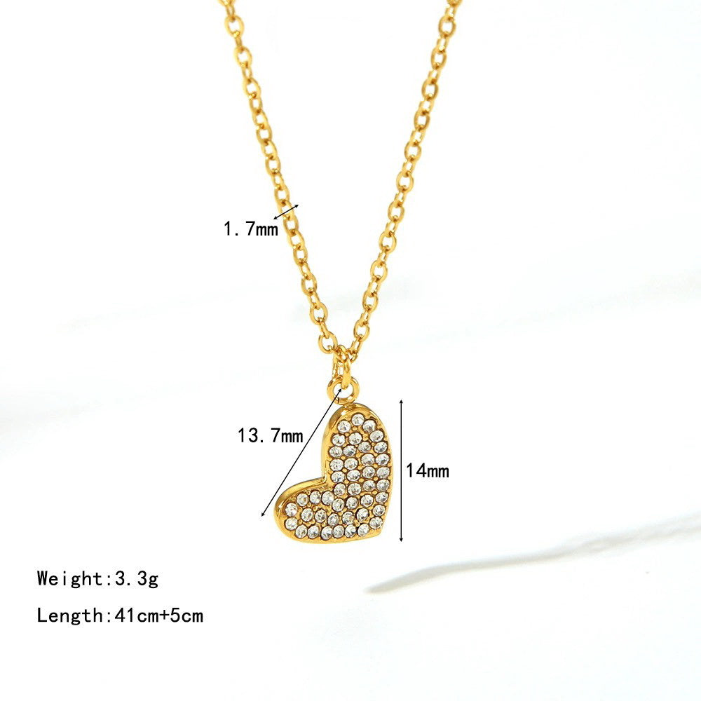 Étincelle - 18k Gold Pavé Crystal Heart Necklace